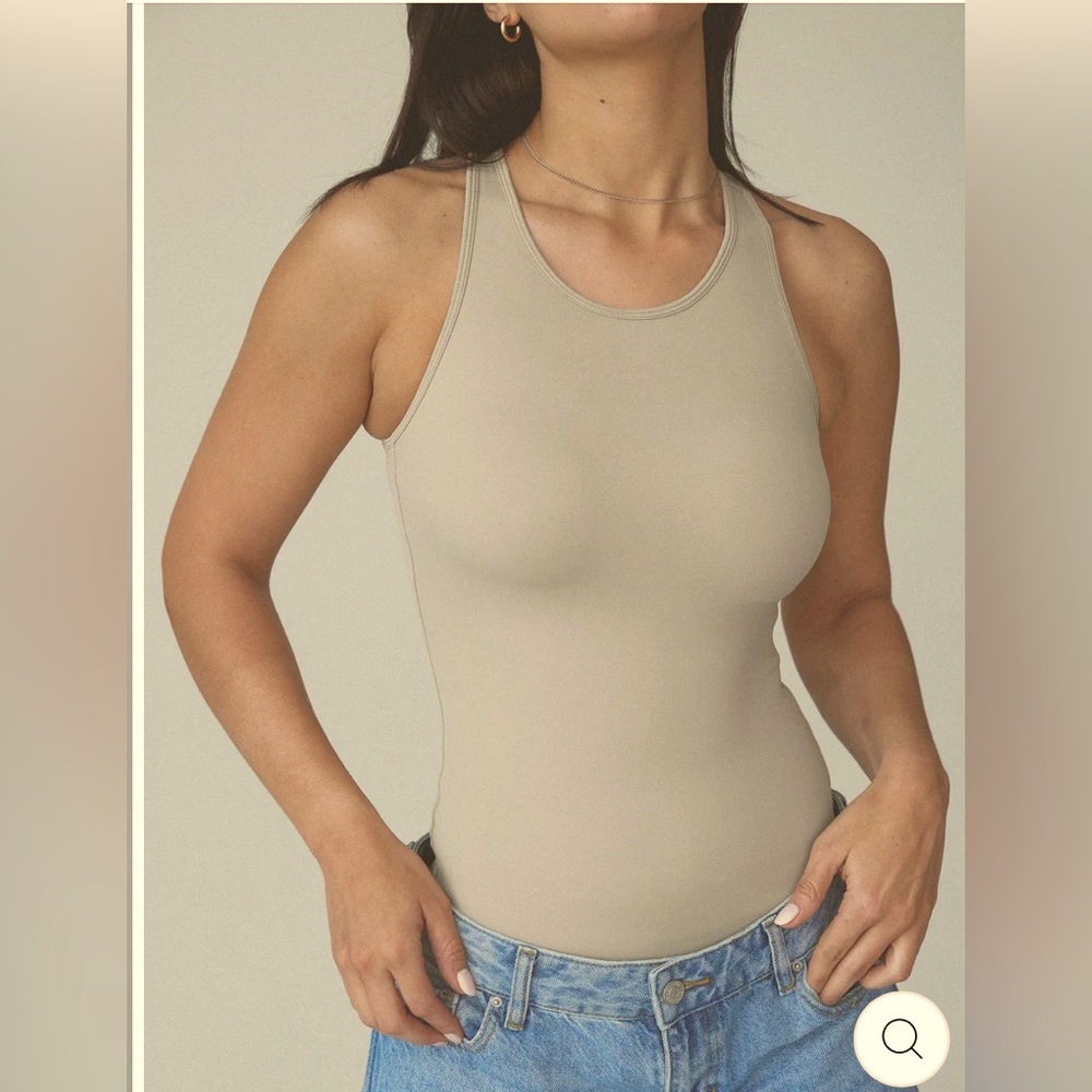 Klassy Network Taupe Racerback sleeveless bodysuit